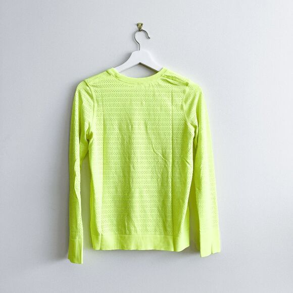 Lululemon Womens Swiftly Breathe Long Sleeve Top Neon Green Medium - Picture 2 of 6